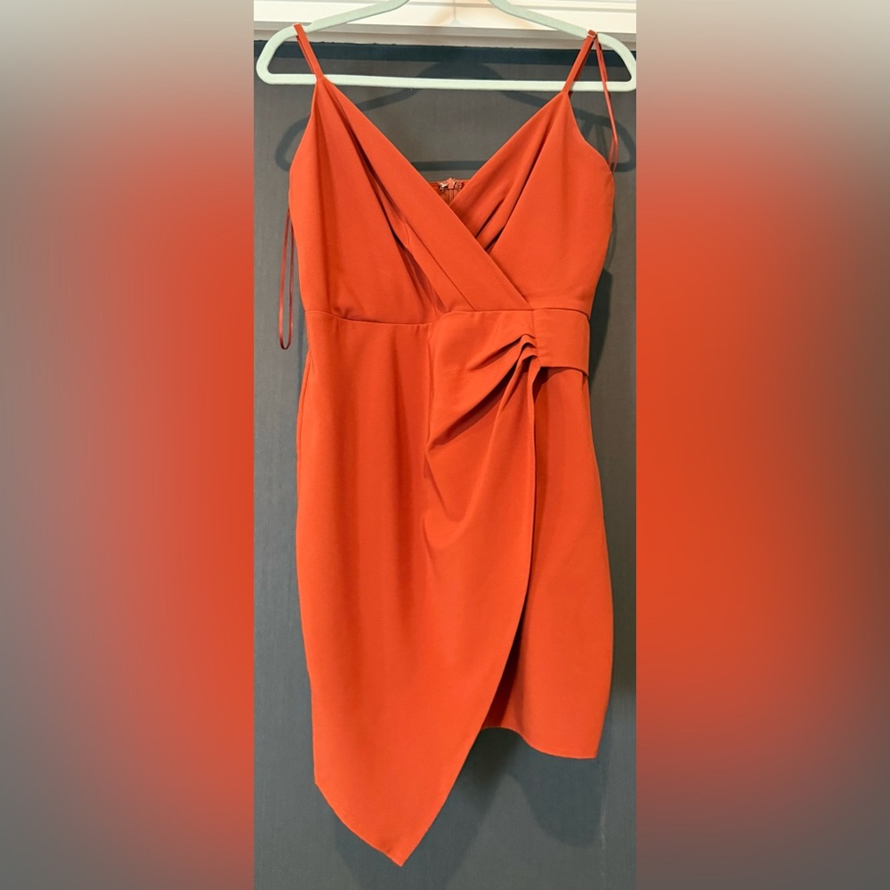 Blue Blush Asymmetric Mini Dress in Vibrant Orange